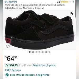 VANS unisex kids shoes black NEW